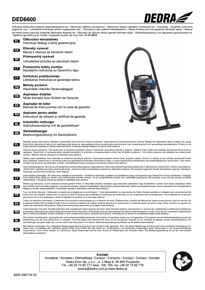 Page n°1 - Manuel utilisateur DEDRA DED6600