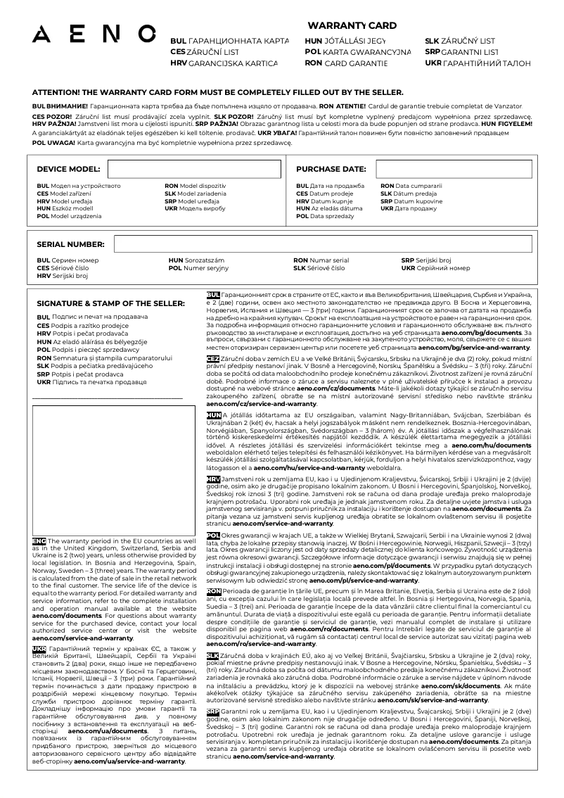 Page 1 de la notice Manuel utilisateur AENO AP1S AAP0001S