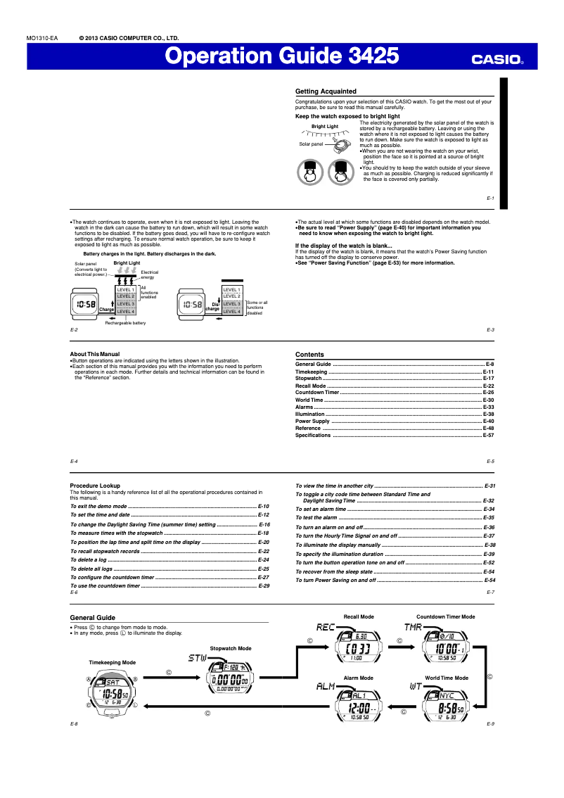 Page n°1 - Manuel utilisateur Casio 3425
