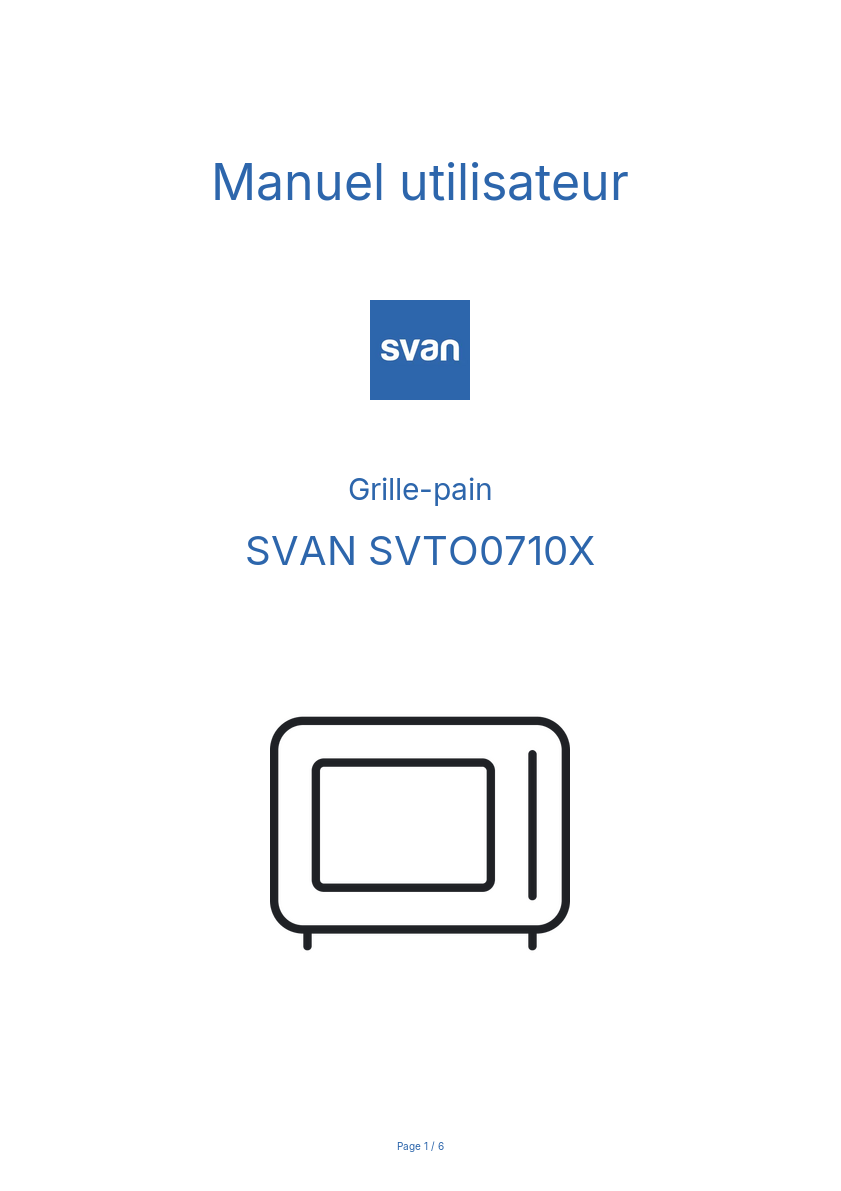 Image de la première page du manuel de l'appareil SVTO0710X