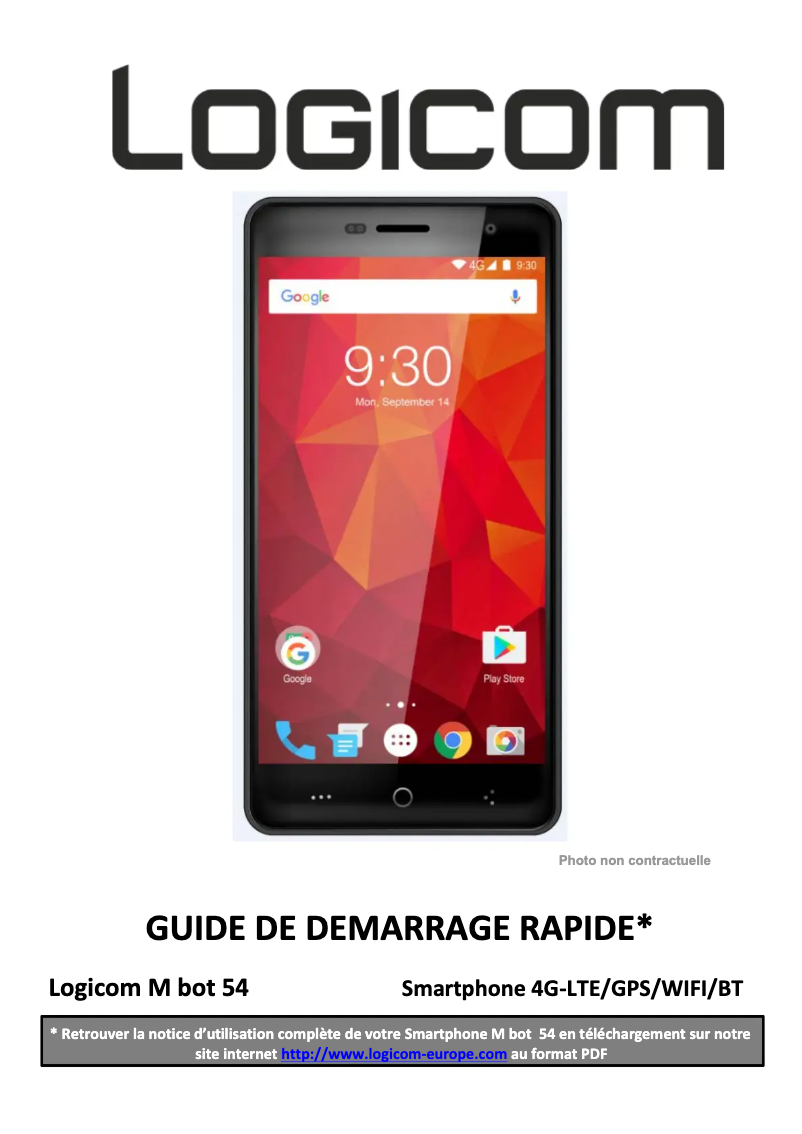 Page 1 de la notice Manuel utilisateur Logicom M Bot 54