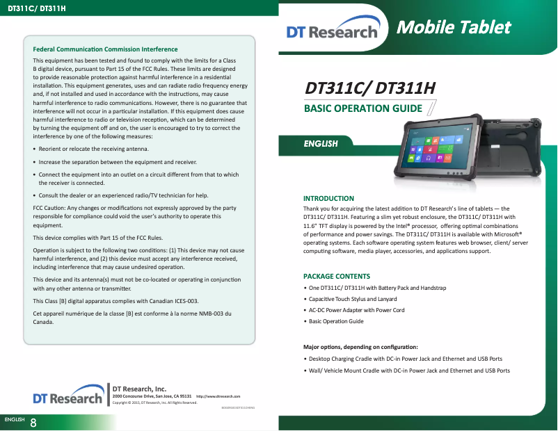 Page n°1 - Manuel utilisateur DT Research DT311C