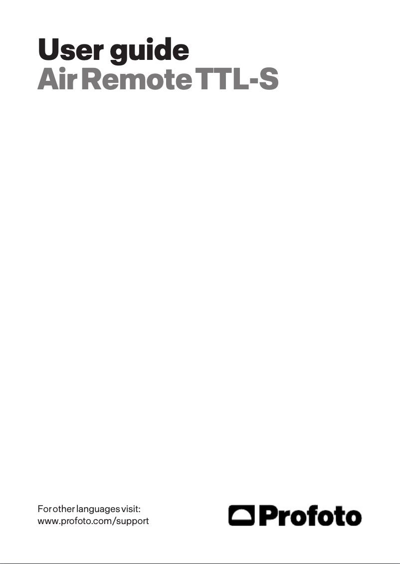 Page 1 de la notice Manuel utilisateur Profoto Air Remote TTL-S