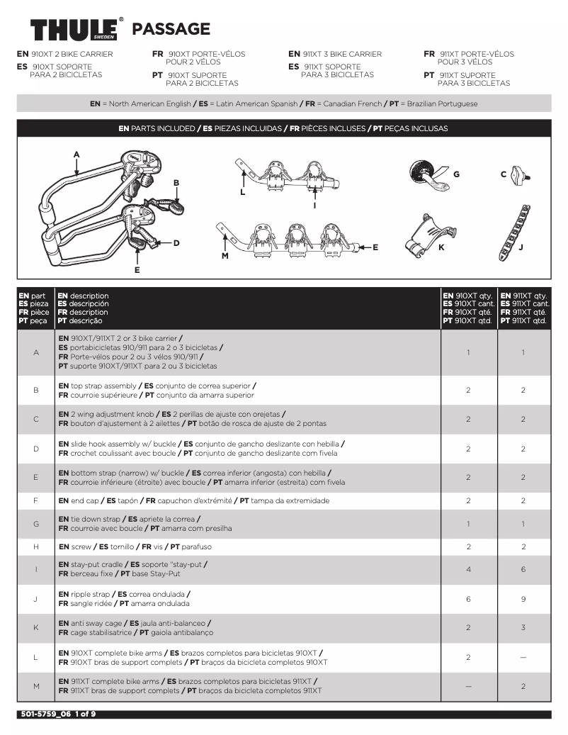 Page n°1 - Manuel utilisateur Thule Passage 3