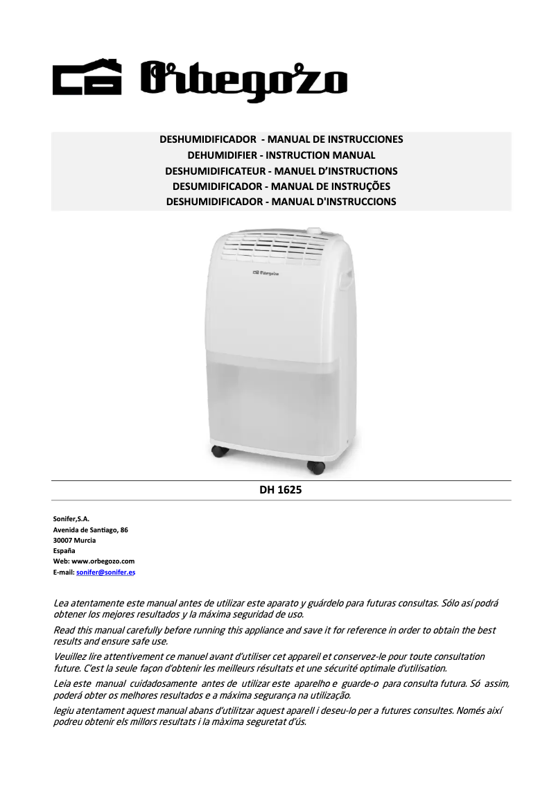 Image de la première page du manuel de l'appareil DH 1625
