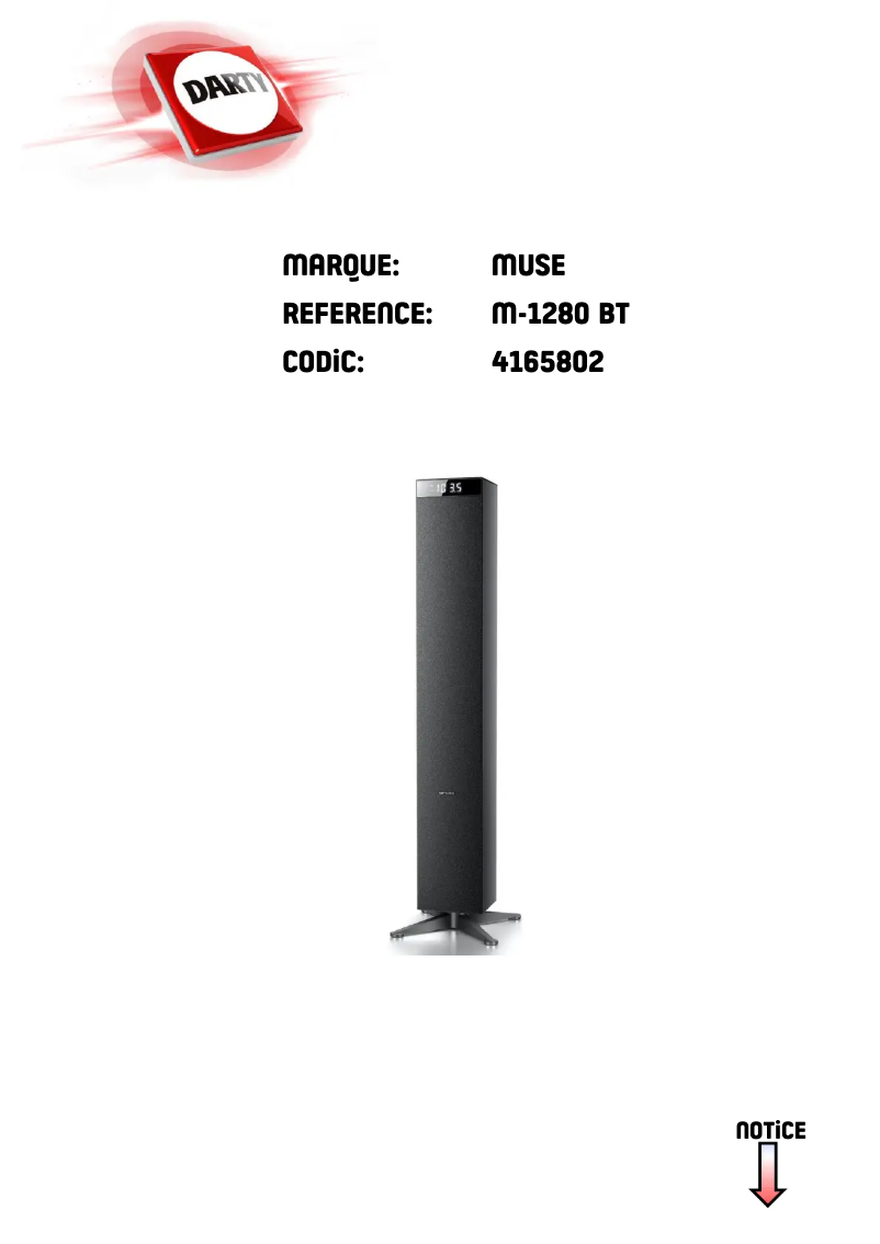 Page n°1 - Manuel utilisateur Muse M-1280 BT