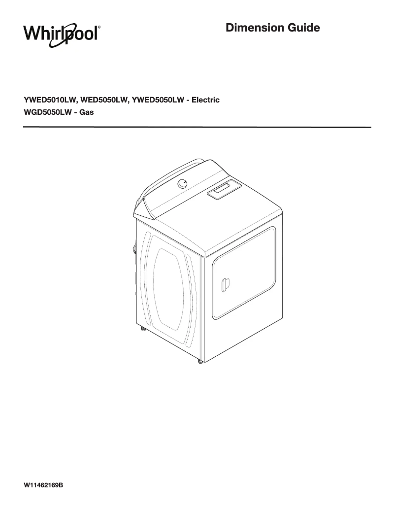 Page n°1 - Dessin technique Whirlpool WHLAUWTW5010LW