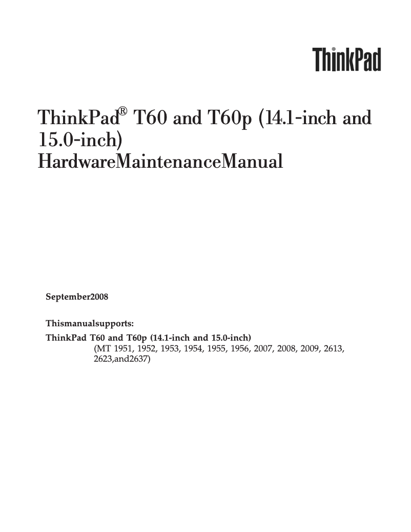 Page n°1 - Manuel utilisateur Lenovo ThinkPad