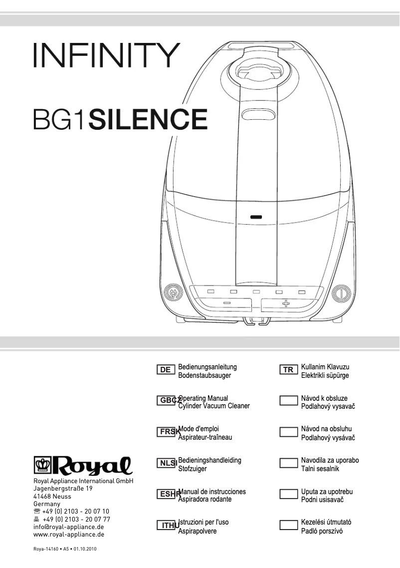 Image de la première page du manuel de l'appareil Infinity BG1 Silence