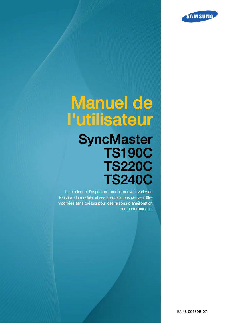 Page 1 de la notice Manuel utilisateur Samsung TS240C