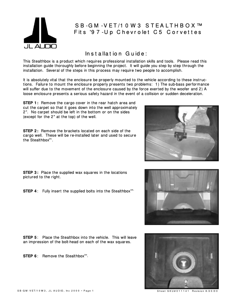 Image de la première page du manuel de l'appareil Stealthbox SB-GM-VET/10W3v3/BK