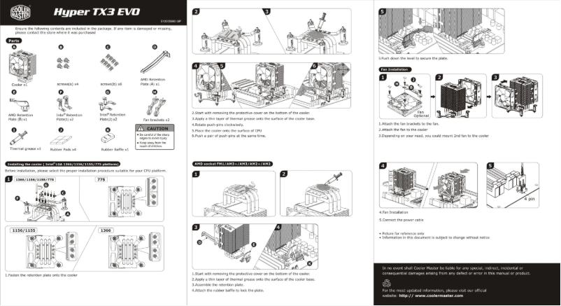 Page 1 de la notice Mode d'emploi Cooler Master Hyper TX3 EVO