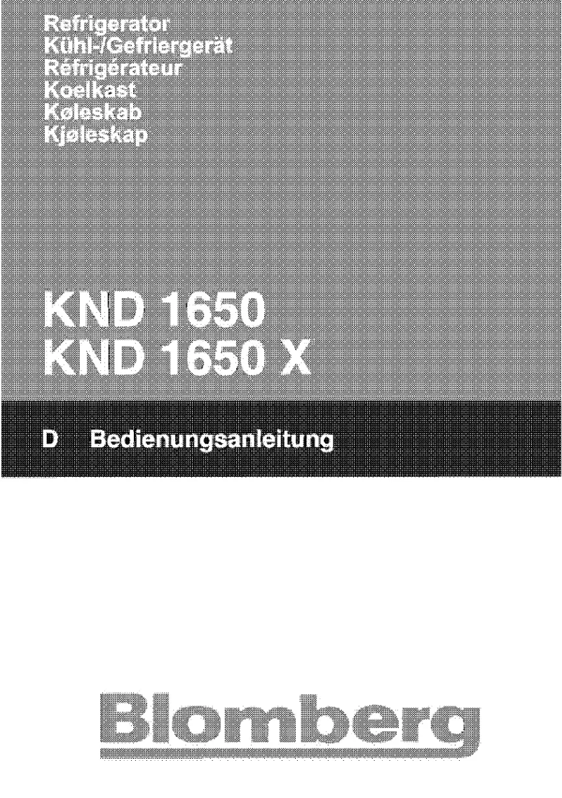Page n°1 - Manuel utilisateur Blomberg KND 1650 A