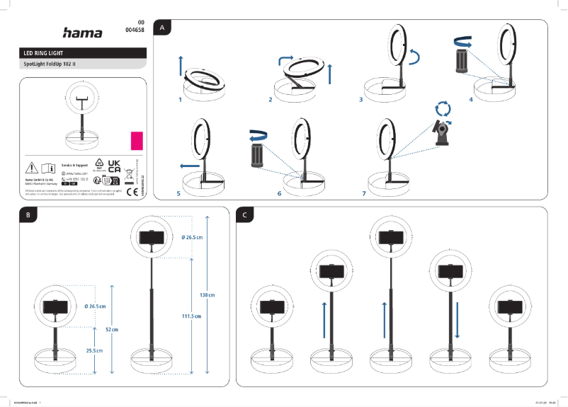 Page 1 de la notice Guide de démarrage rapide Hama SpotLight FoldUp 102 II