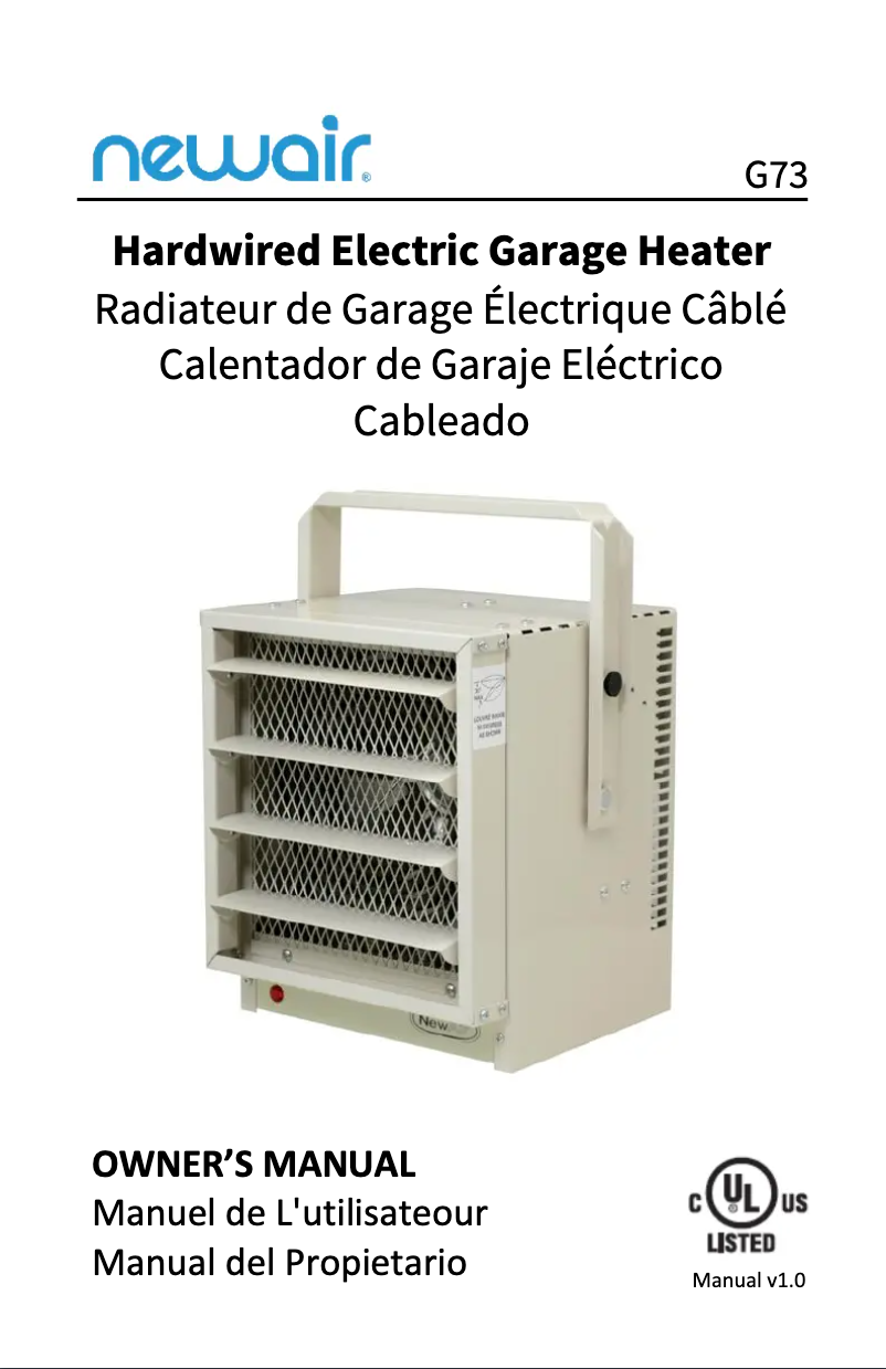 Page n°1 - Manuel utilisateur NewAir G73
