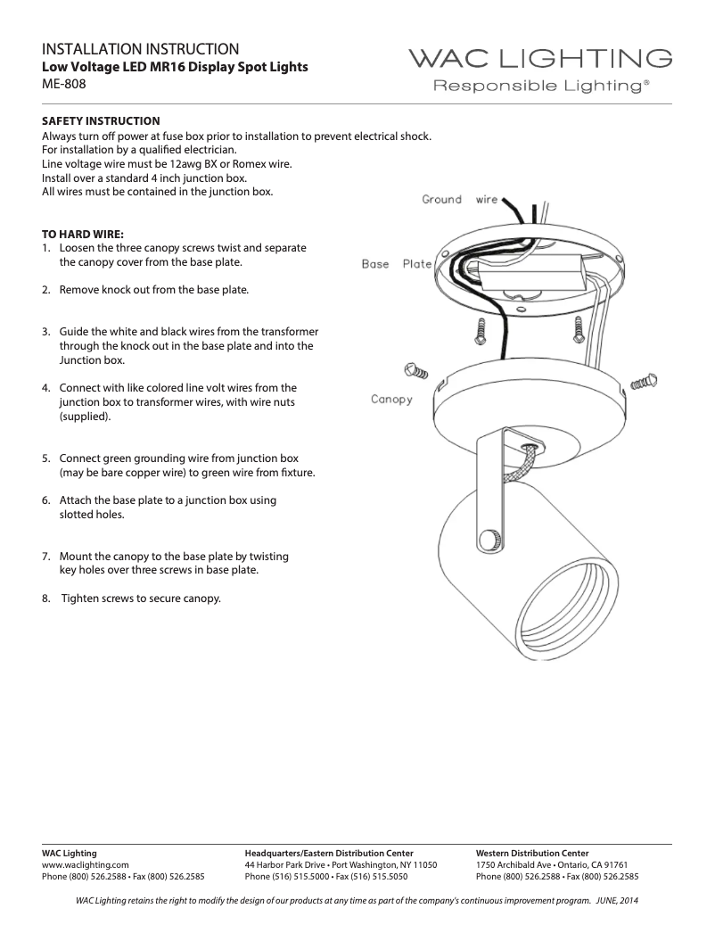 Página 1 del manual Manual de usuario WAC Lighting ME-808