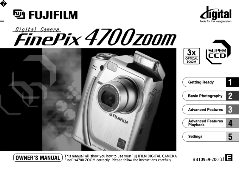 Page 1 de la notice Manuel utilisateur Fujifilm FinePix 4700 Zoom
