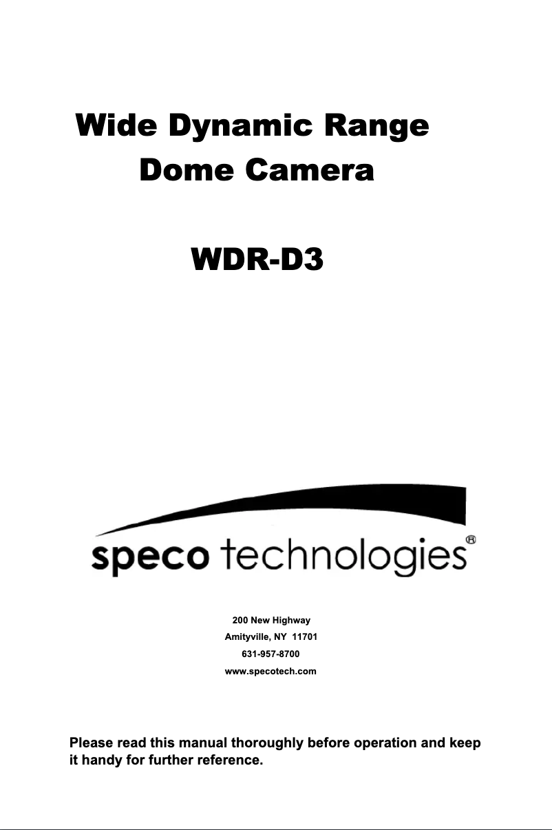 Página 1 del manual Manual de usuario Speco Technologies WDR-D3