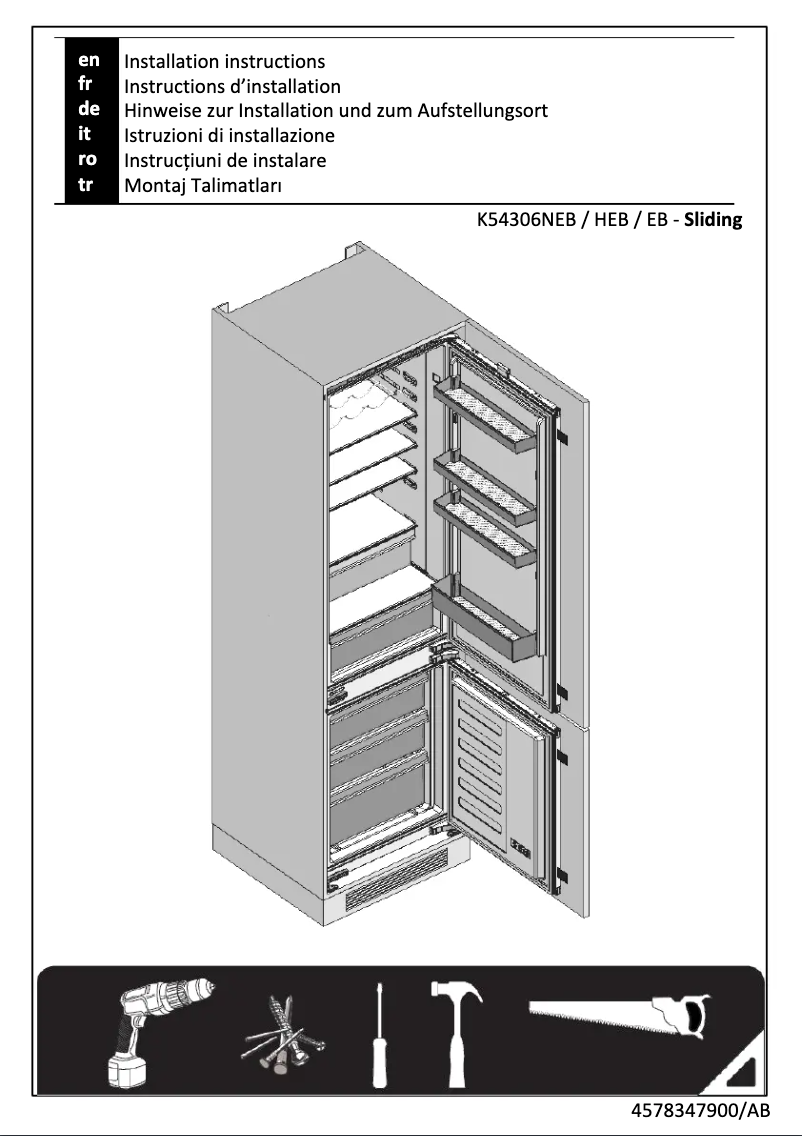 Page 1 de la notice Guide d'installation Beko BCNA306E3S