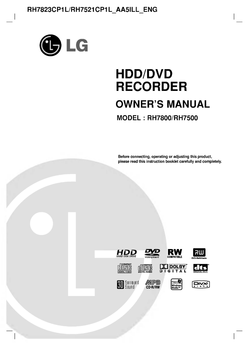 Page n°1 - Manuel utilisateur LG RH7800