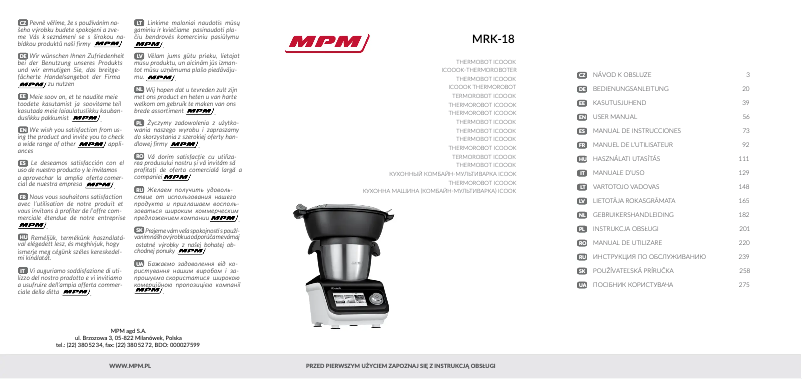 Image de la première page du manuel de l'appareil MRK-18