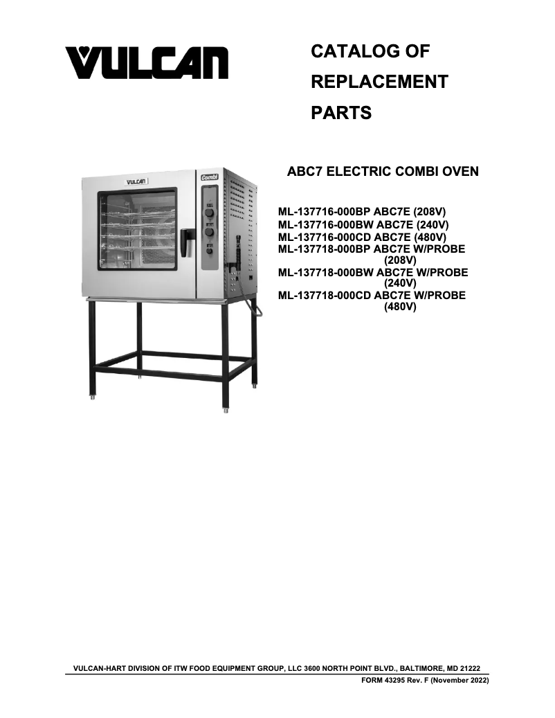 Page 1 de la notice Catalogue Vulcan ABC7E-P