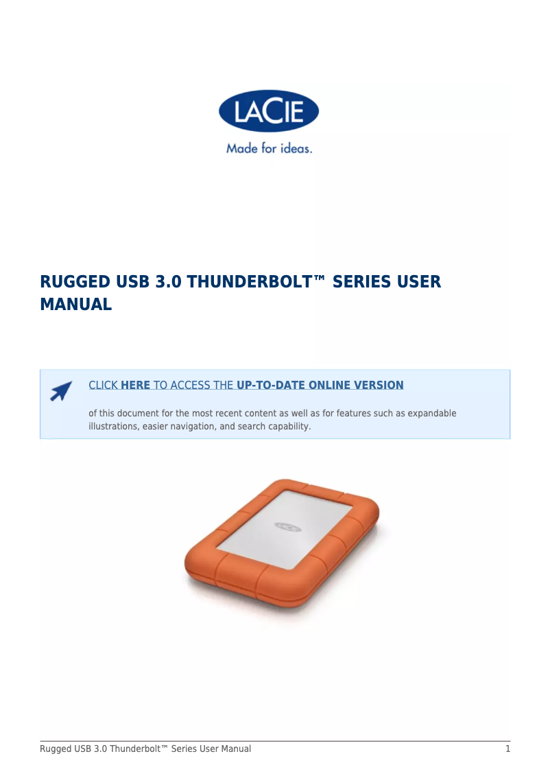 Page n°1 - Manuel utilisateur LaCie Rugged Thunderbolt