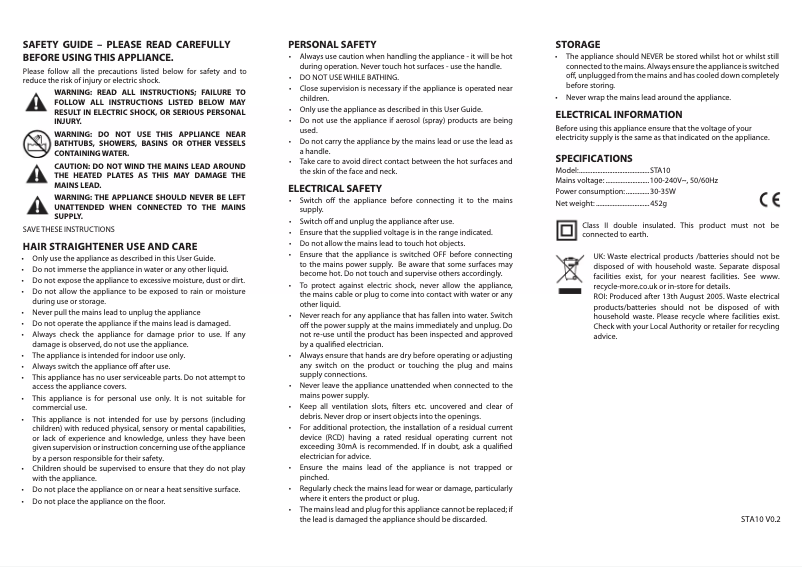 Página 1 del manual Manual de usuario Tesco STA10