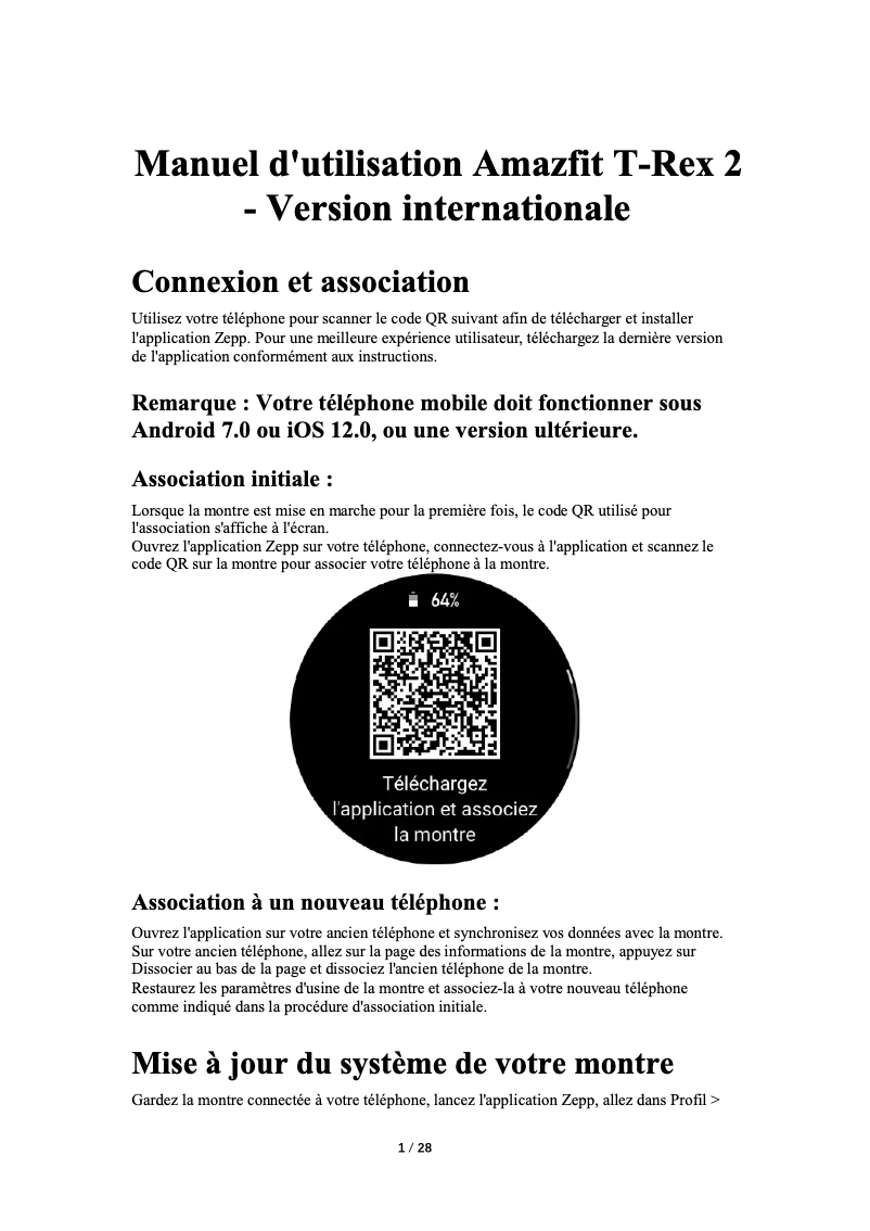 Page n°1 - Manuel utilisateur Amazfit T-Rex 2