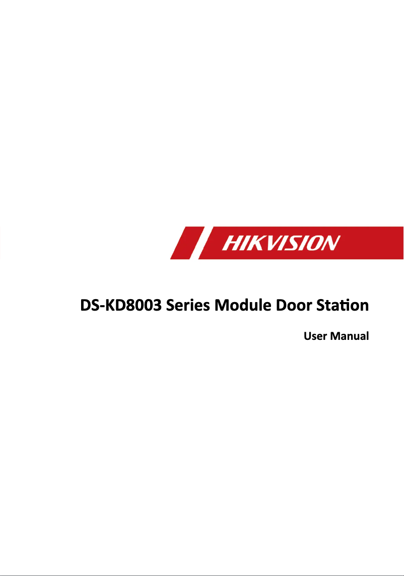 Page 1 de la notice Manuel utilisateur Hikvision DS-KD8003Y-IME2/S