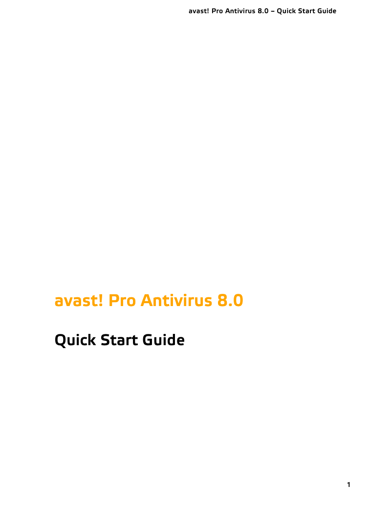 Page n°1 - Manuel utilisateur Avast Antivirus 8.0 Pro