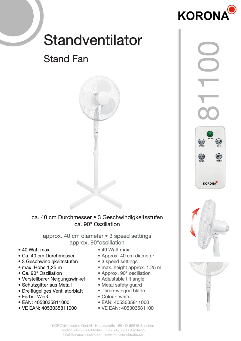 Page n°1 - Fiche technique Korona 81100
