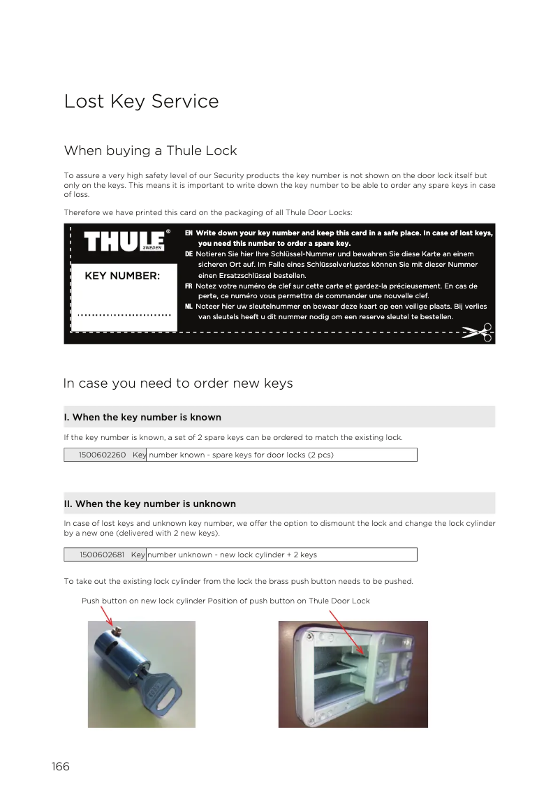 Page 1 de la notice Manuel utilisateur Thule Universal Lock 301406