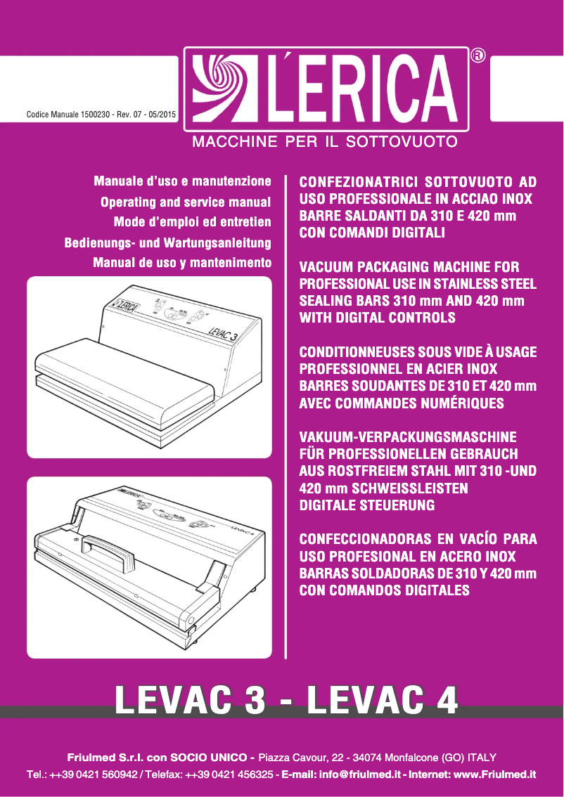 Image de la première page du manuel de l'appareil FORLI 1