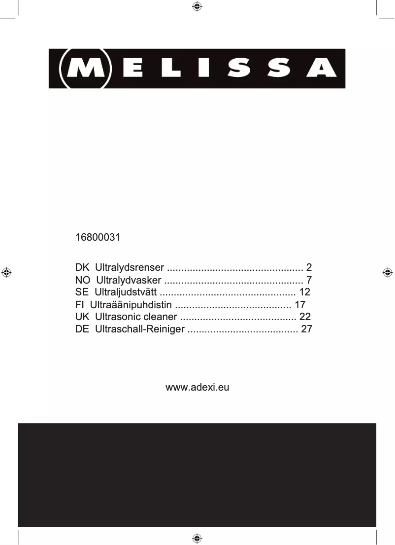 Página 1 del manual Manual de usuario Melissa 16800031