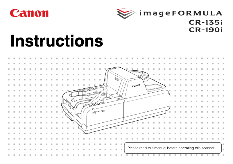 Page n°1 - Manuel utilisateur Canon imageFORMULA CR-190i