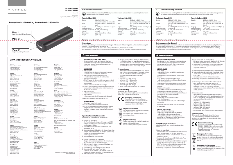 Image de la première page du manuel de l'appareil PowerBank 2600mAh