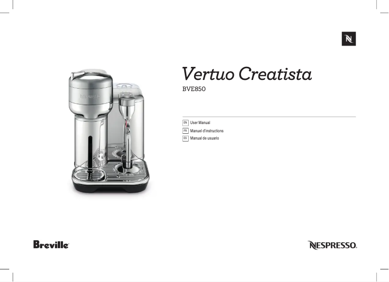 Image de la première page du manuel de l'appareil Nespresso Vertuo Creatista BVE850