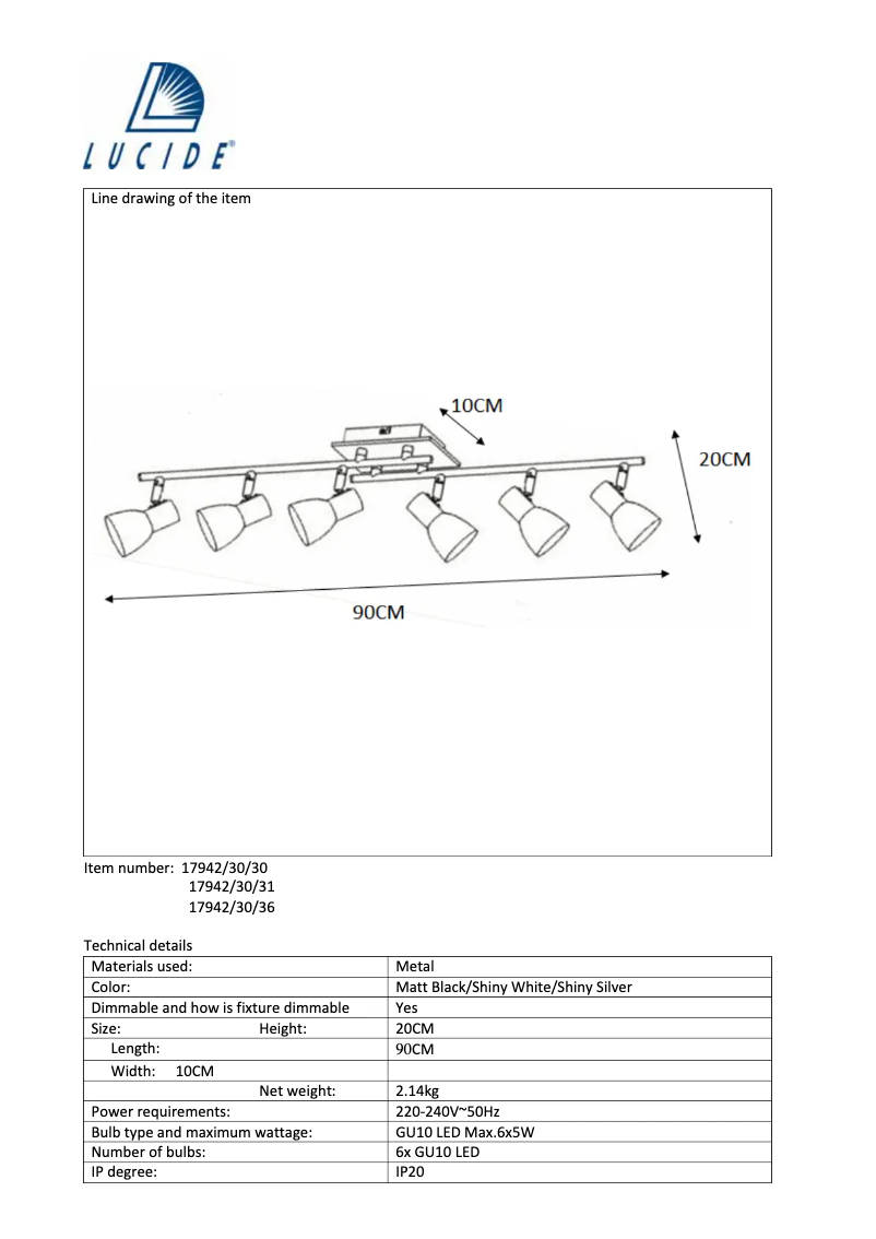 Página 1 del manual Manual de usuario Lucide Laura 17942/30/36