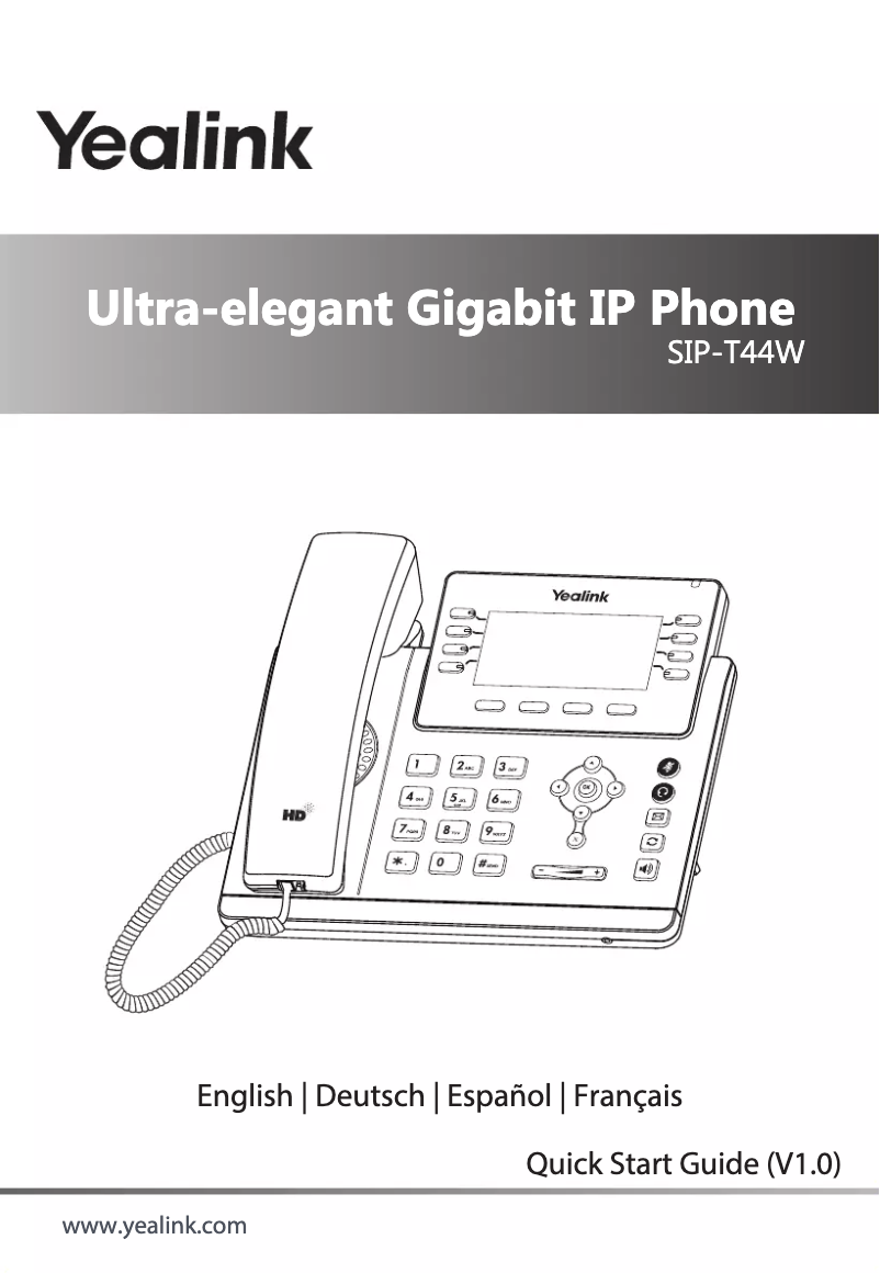 Page 1 de la notice Guide de démarrage rapide Yealink SIP-T44W