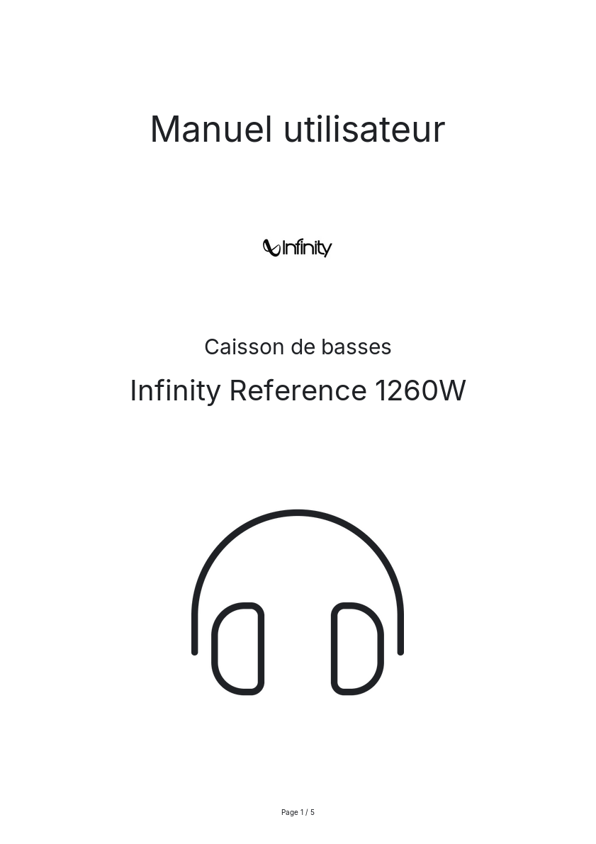 Page n°1 - Manuel utilisateur Infinity Reference 1260W