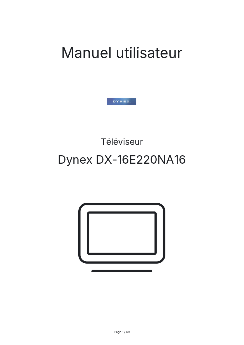 Page n°1 - Manuel utilisateur Dynex DX-16E220NA16