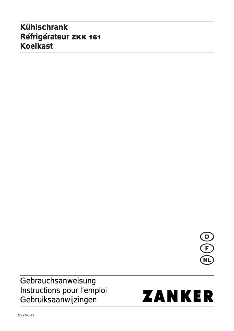 Page 1 de la notice Manuel utilisateur Zanker ZKK 161