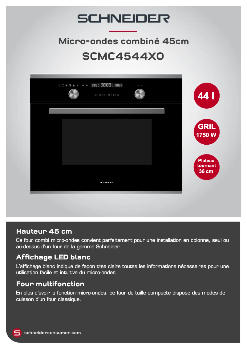 Page 1 de la notice Fiche technique Schneider SCMC4544X0