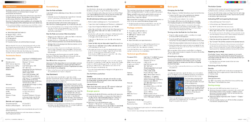 Image de la première page du manuel de l'appareil SurfTab twin 10.1