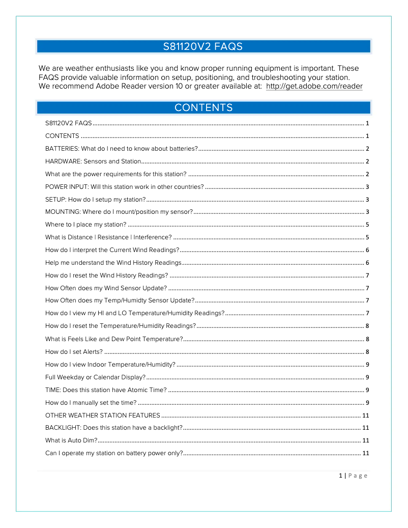 Page n°1 - FAQ La Crosse Technology S81120V2