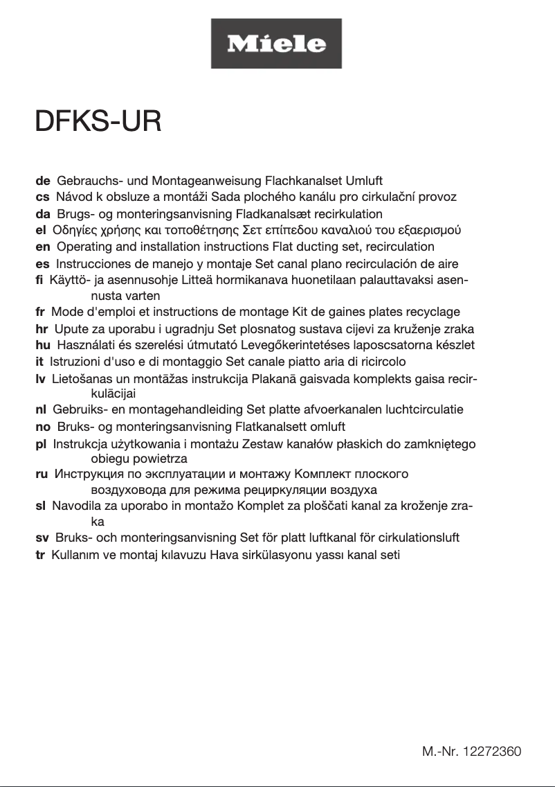 Page n°1 - Manuel utilisateur Miele DUU 1500