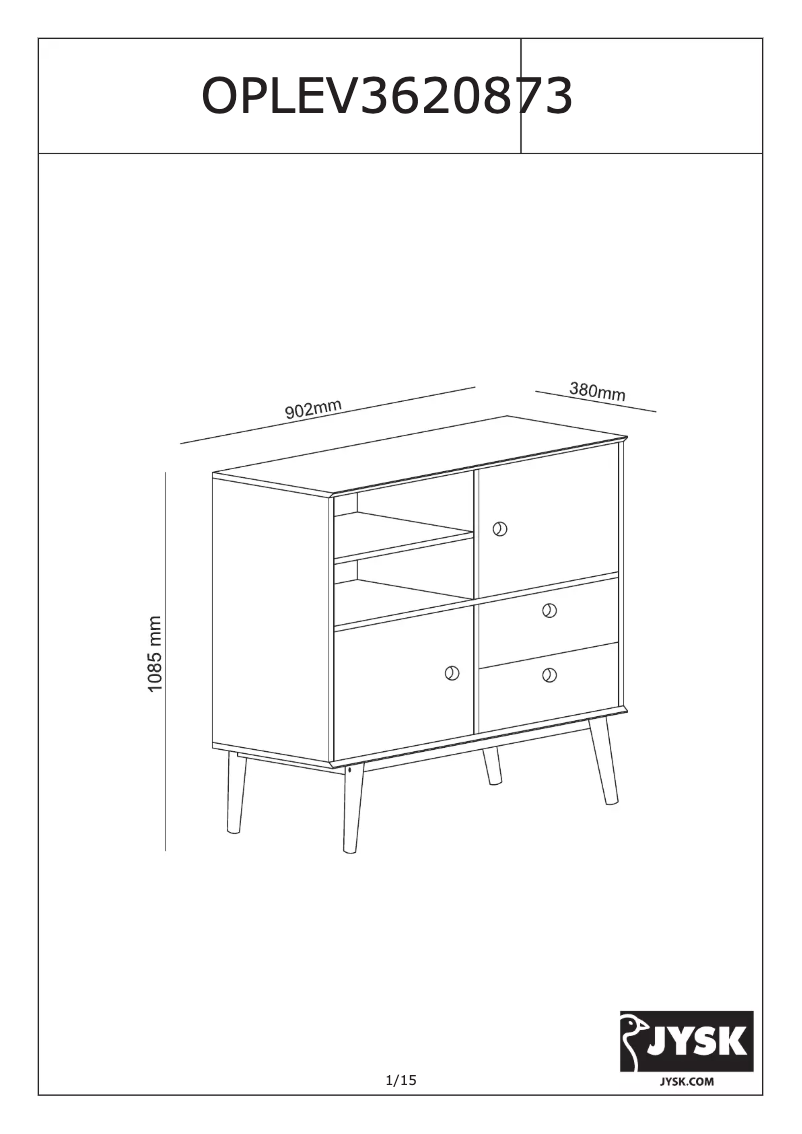 Page 1 de la notice Manuel utilisateur JYSK Oplev (90x108x38)