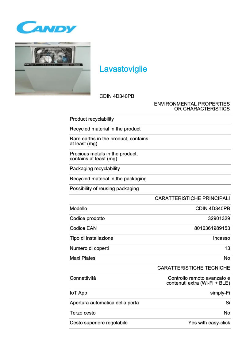 Image de la première page du manuel de l'appareil CDIN 4D340PB
