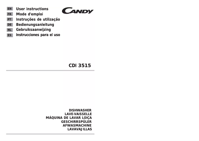 Page n°1 - Manuel utilisateur Candy CDI 3515-S